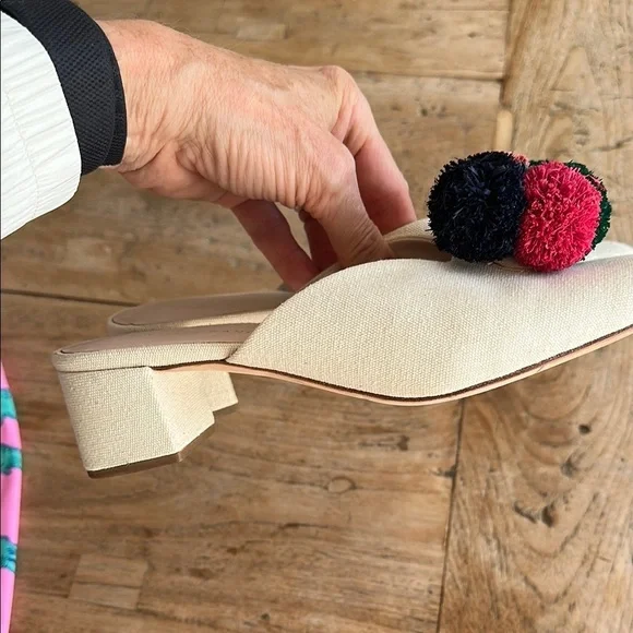 Loeffler Randall Lulu Pom Pom Mules – Canvas – Size 7 – GUC - Picture 7 of 8